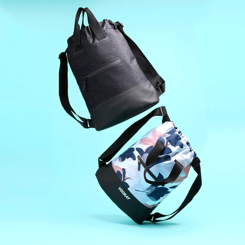 Vooray 23L Ultra-Durable Flex Cinch Gym Drawstring Backpack Sackpack for Women Black Foil - BeesActive Australia