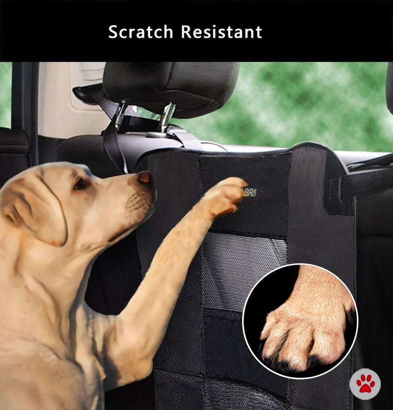 Wellbro Dog Car Backseat Barrier, Padded and Durable Nylon Net Pet Barrier, Vehicle Travel Dog Fence with 2 Mesh Windows, for Safe Driving, Easy to Install and Adjust for All Cars, 24" x 24" Black - BeesActive Australia