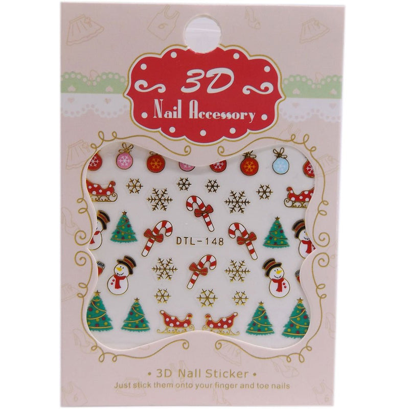 Warm Girl 12 Sheet Christmas Snowflake Tree 3D Nail Art Sticker Decal Tips Manicure Decoration - BeesActive Australia