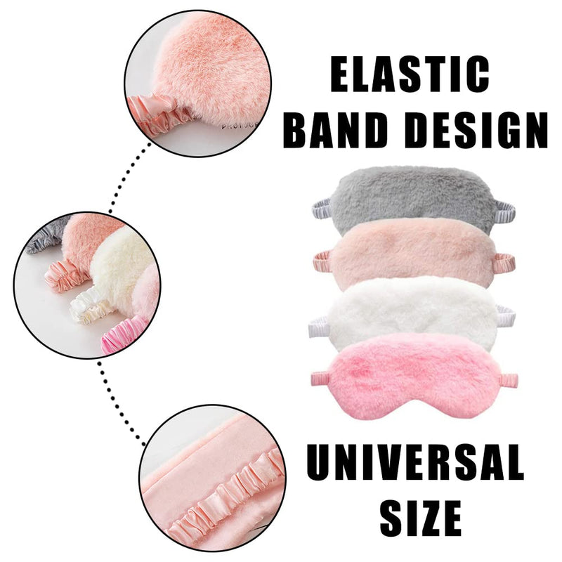 4 Pcs Plush Sleep Masks, Ultra Cute Soft Eye Cover, Blindfold Travel Masks for Kids Men Women(Random Color) Style1 - BeesActive Australia