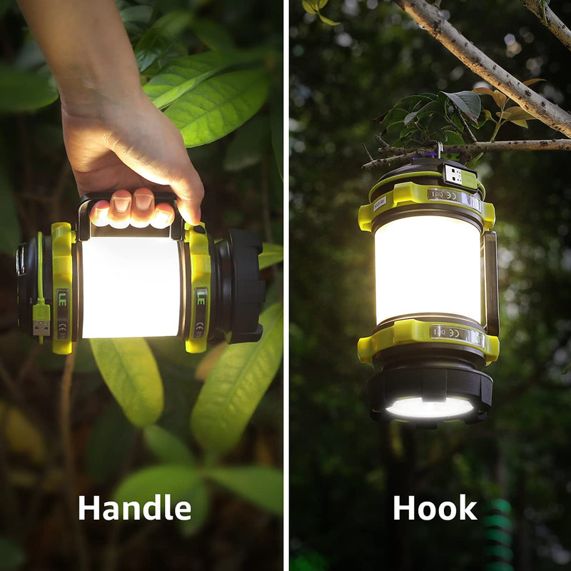 LE LED Camping Lantern Rechargeable, Brightest Flashlight with 500LM, 6 Light Modes, 2600mAh Power Bank, IPX4 Waterproof, Perfect for Hurricane Emergency, Outdoor, Hiking and Home, USB Cable Included - BeesActive Australia