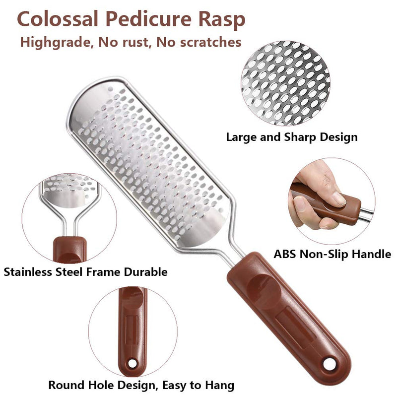 Colossal Foot Rasp & Wood Handle Callus Shaver (10 Replacement & 1 Foot File Heads), Pedicure Foot File Kit, Heel Scraper For Feet, Foot File Callus Remover - BeesActive Australia