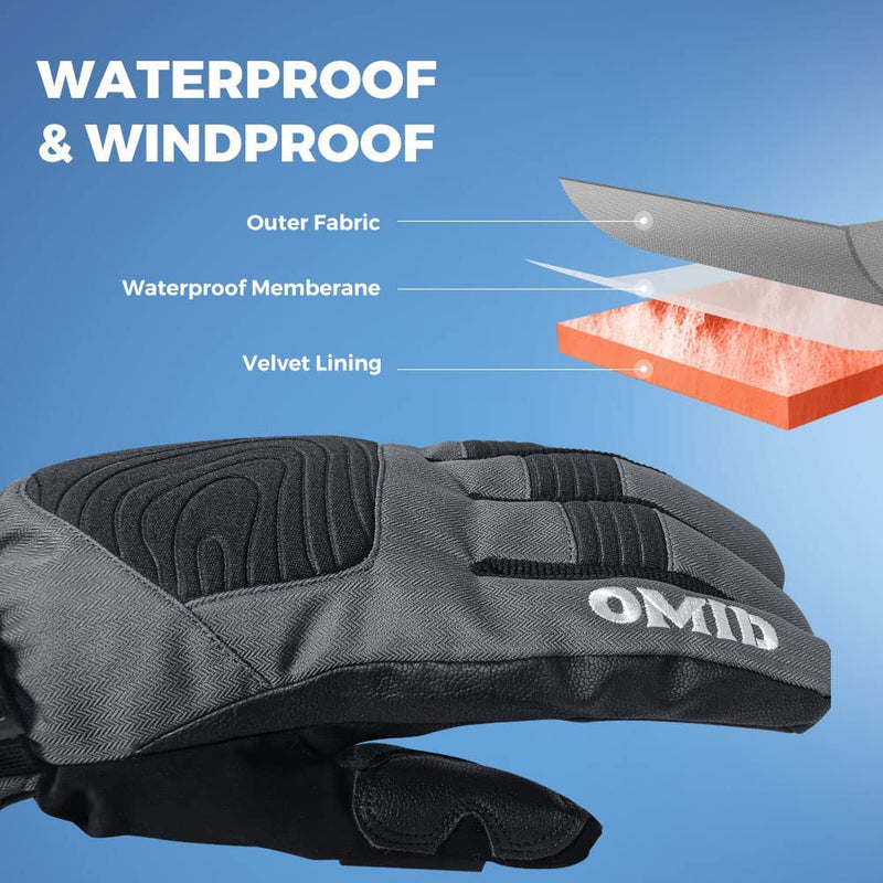 Ski Gloves for Men, OMID 3M Thinsulate Snowboard Gloves Windproof Insulated Snow Gloves, Winter Warm Gloves for Skiing - BeesActive Australia
