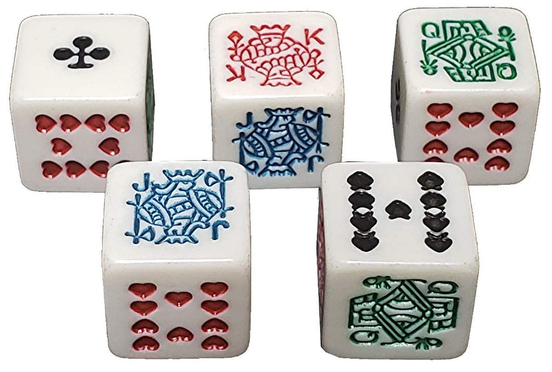 Set of 16mm Poker Dice Squared Corners and Black PU Leather Dice Cup Plush Felt Lined - Gift Boxed - BeesActive Australia