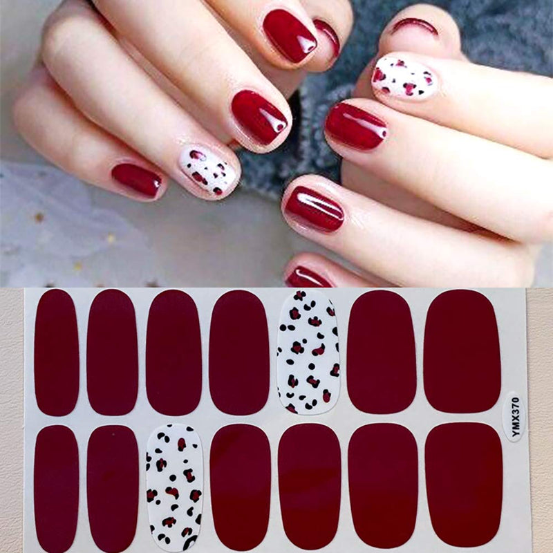 WOKOTO 8 Sheets Leopard Print Design Nail Art Polish Stickers Strips Set With 1Pc Nail File Adhesive Nail Wraps Decals Manicure Kit KIT4 - BeesActive Australia