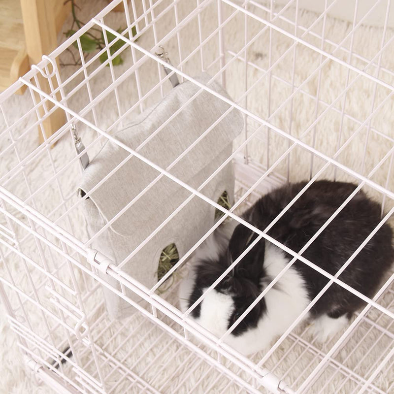 ABLAZEZAI Rabbit Hay Feeder Bag, Guinea Pig Hay Feeder Storage,Sack Hay Bag Feeding Bag Hay Feeder Storage for Chinchilla Hamsters Rabbit Guinea Pig Small Animals L Grey - BeesActive Australia