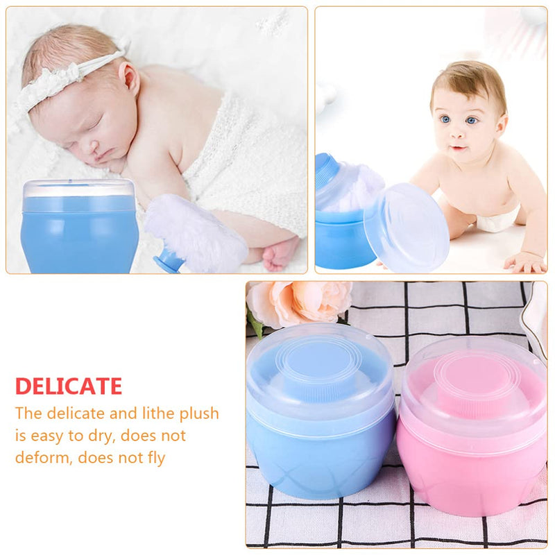 Toddmomy 2pcs Powder Puff Box Empty Body Powder Container with Soft Body Powder Puffs for Infant Home Travel Blue - BeesActive Australia