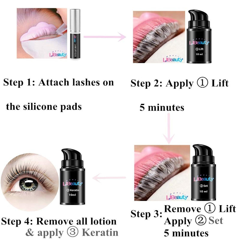 Libeauty Lash Lift Kit, Eyebrow Lamination Eyelash Perming Kit Professional 3 Minutes Lash Lifting with Big 10 ml Airless Pump Won't Break and Whole Lash Lift Tools DIY at Home White - BeesActive Australia