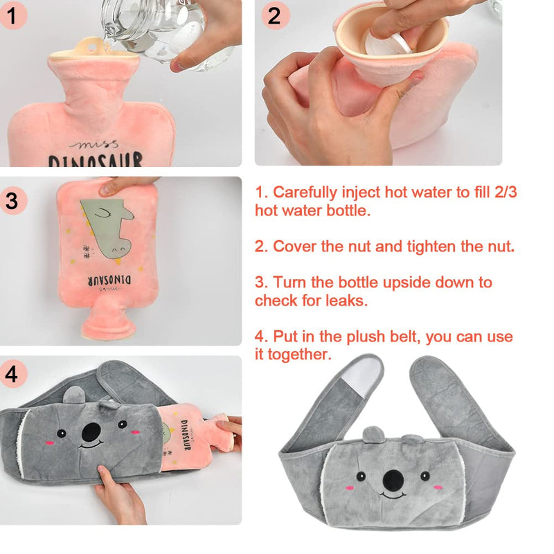 TIMESETL Hot Water Bottle, Rubber Warm Water Bag ,Hot Water Pouch with Soft Plush Hand Waist Warmer Cover for Pain Relief from Arthritis,Headaches, Hot and Cold Therap Soft Fluff,Warm Gift in Winter Color2 - BeesActive Australia