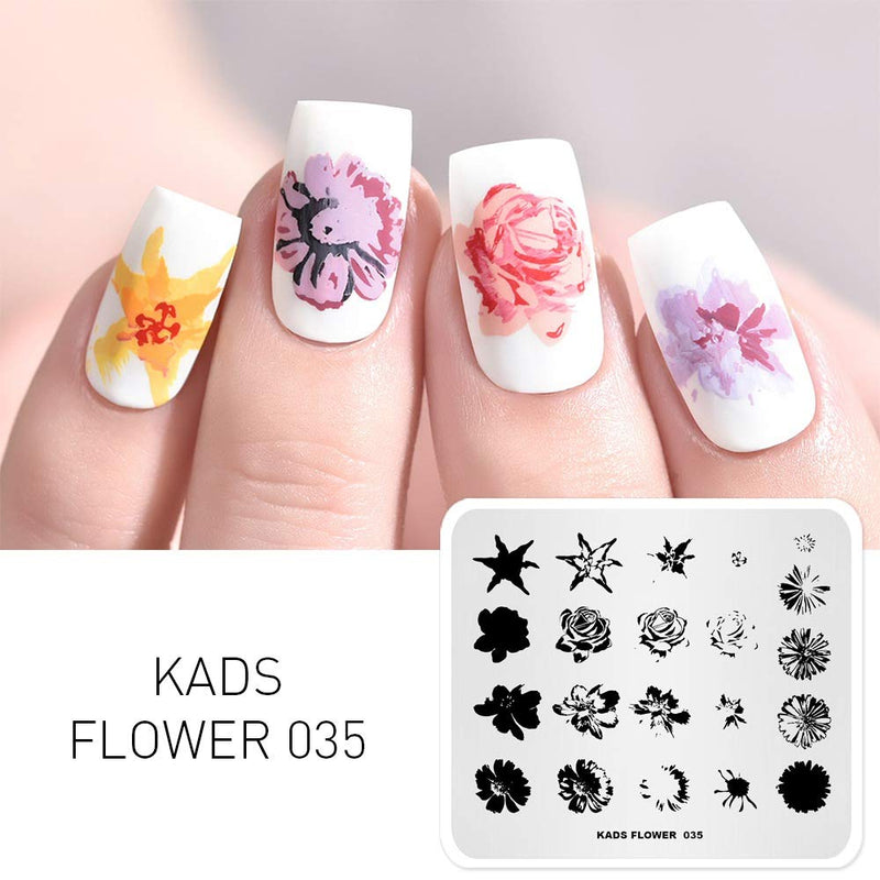 KADS 7 Pcs Nail Art Stamping Plates Flower Butterfly Ocean Star Print Manicure Templates 7 Plates - BeesActive Australia