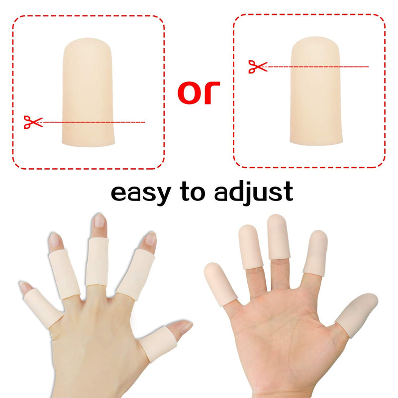 Finger Protectors, Gel Finger Cots 14 Pcs Finger Bandage, New Material Finger Support Thumb Protector for Trigger Finger, Hand Eczema, Finger Cracking, Finger Arthritis (14Pcs, M Size) Nude 14PCS Middle Size - BeesActive Australia