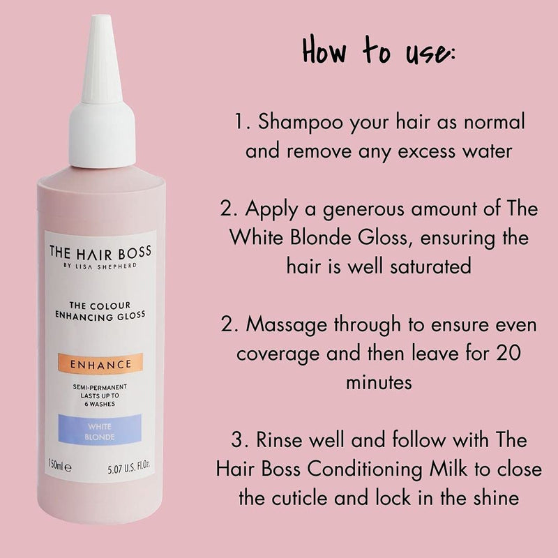 THE HAIR BOSS BY LISA SHEPHERD White Blonde Colour Enhancing Gloss, Semi-Permanent Hair Treatment for 6 Washes, 150ml - BeesActive Australia
