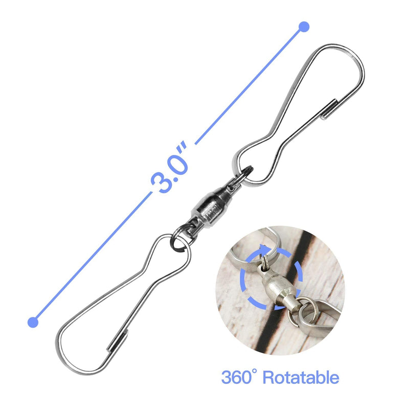 Anley Pack of 10 Windsock Clips - 3" Dual Swivel Hook & 360° Rotatable & Anti-wrap & Stainless - Ideal for Wind Spinners, Small Plants Pots, Bird Feeders, Flags, Party Supplies - BeesActive Australia