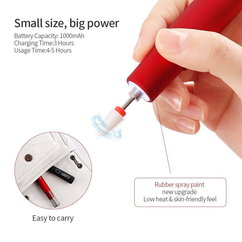 LIARTY Portable Electric Mini Nail File Drill with Light, Manicure Pedicure Grinding Burnishing Machine, Natural Nails Art Kit for Salon At Home Use(Red) - BeesActive Australia