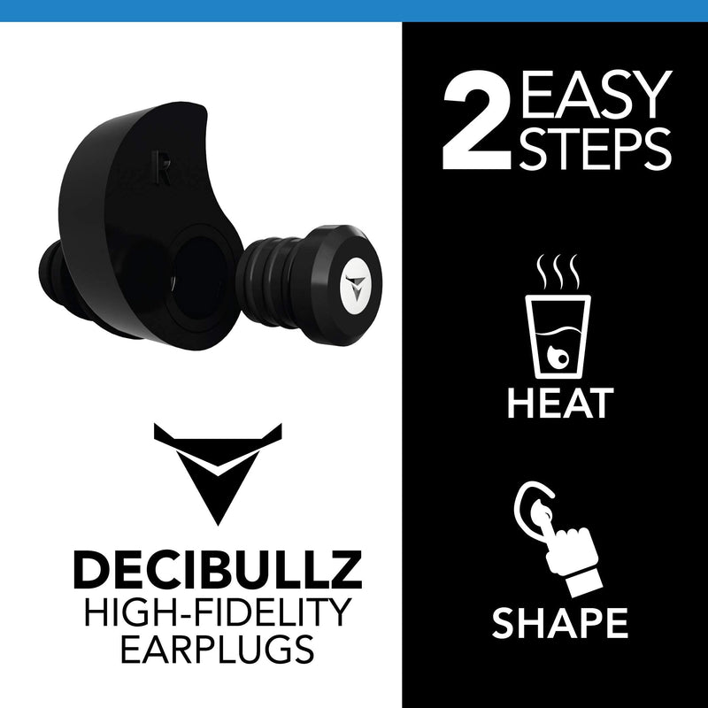 Decibullz Custom-Molded High Fidelity Earplugs, Hearing Protection for Concerts, Musicians, Drummers, and The Sensory Disabled, Black - BeesActive Australia