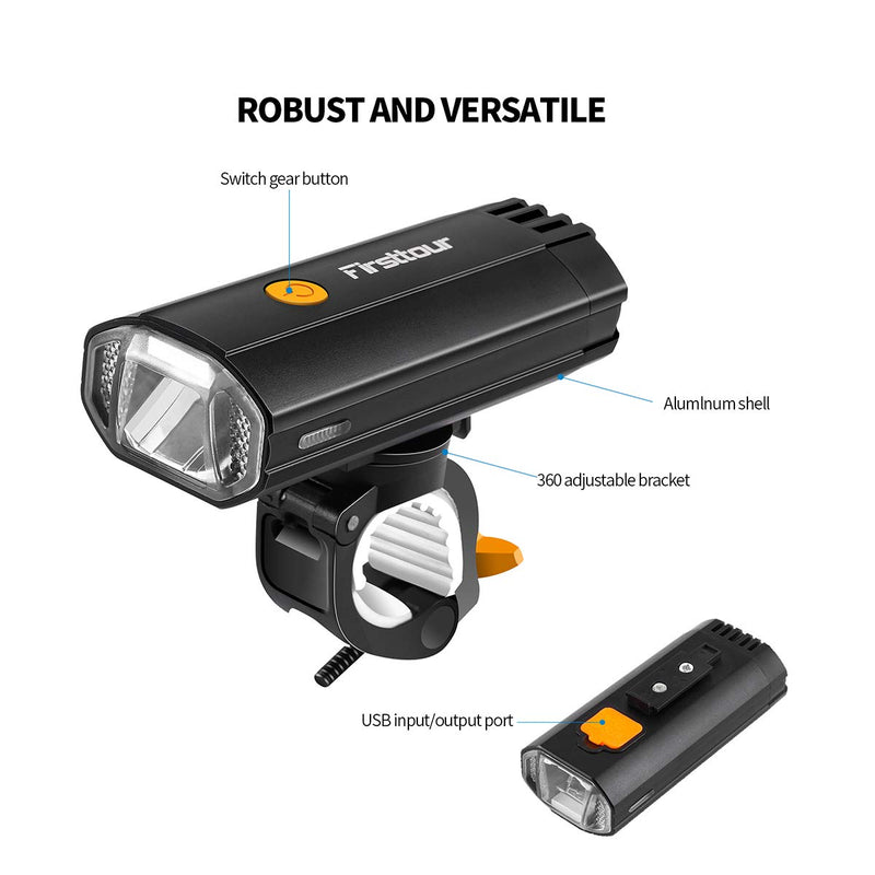 Firsttour 4000mAh Super Bright Bicycle Headlight, Lasting About 9 Hours, USB Rechargeable Waterproof Bicycle Light Set, Mountain Bike Lights for Night Riding, 4 Light Modes Suitable for All Bicycles - BeesActive Australia