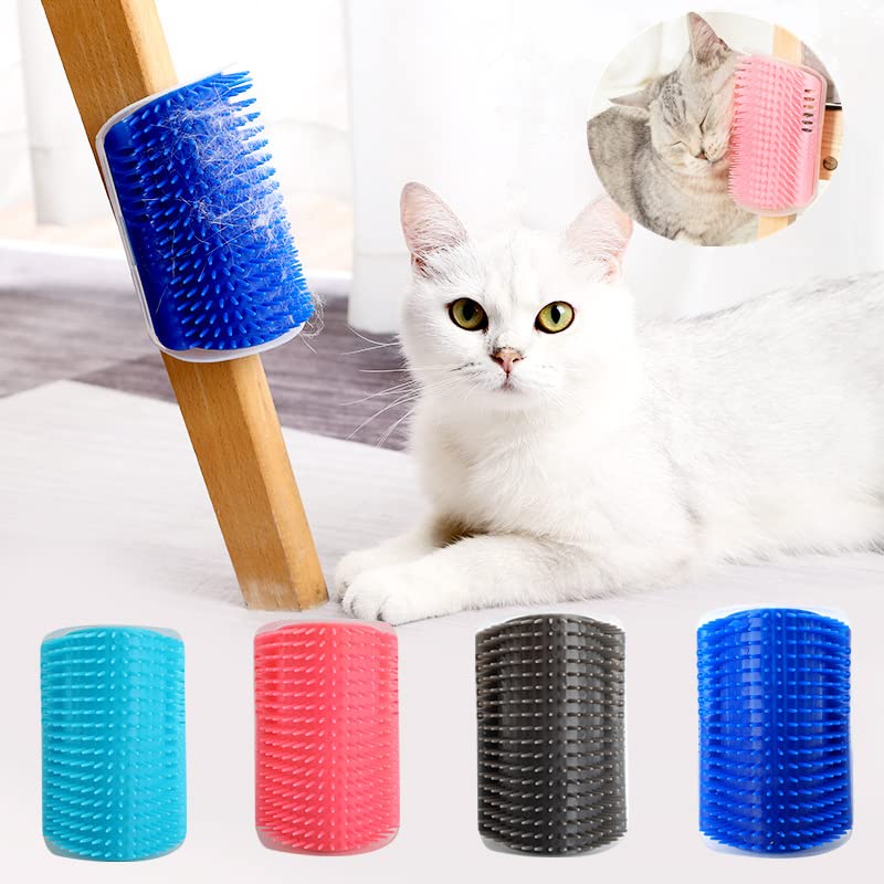 Magnoloran 6 Pack Cat Self Groomer with Catnip Pouch Wall Corner Groomers Cat Face Scratcher Pet Grooming Brush Massage Combs for Short Long Haired Cats Fur Pets Dog Kitten Puppy 2 Grey+1 Black+1 Dark Blue+1 Light Blue+1 Pink - BeesActive Australia