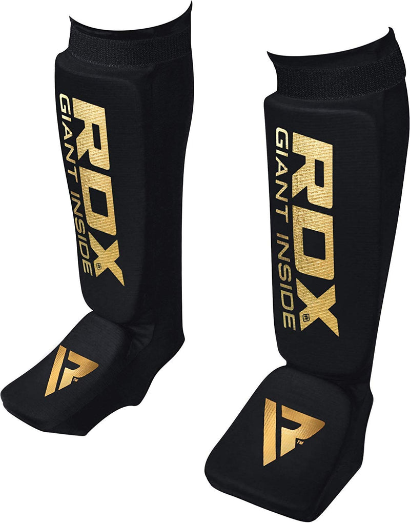 [AUSTRALIA] - RDX Shin Guards for MMA Fighting & Kickboxing Training | Muay Thai Leg Protector Instep Foam Pads | Great Protective Gear for Martial Arts, Sparring, BJJ, Karate Black Medium 
