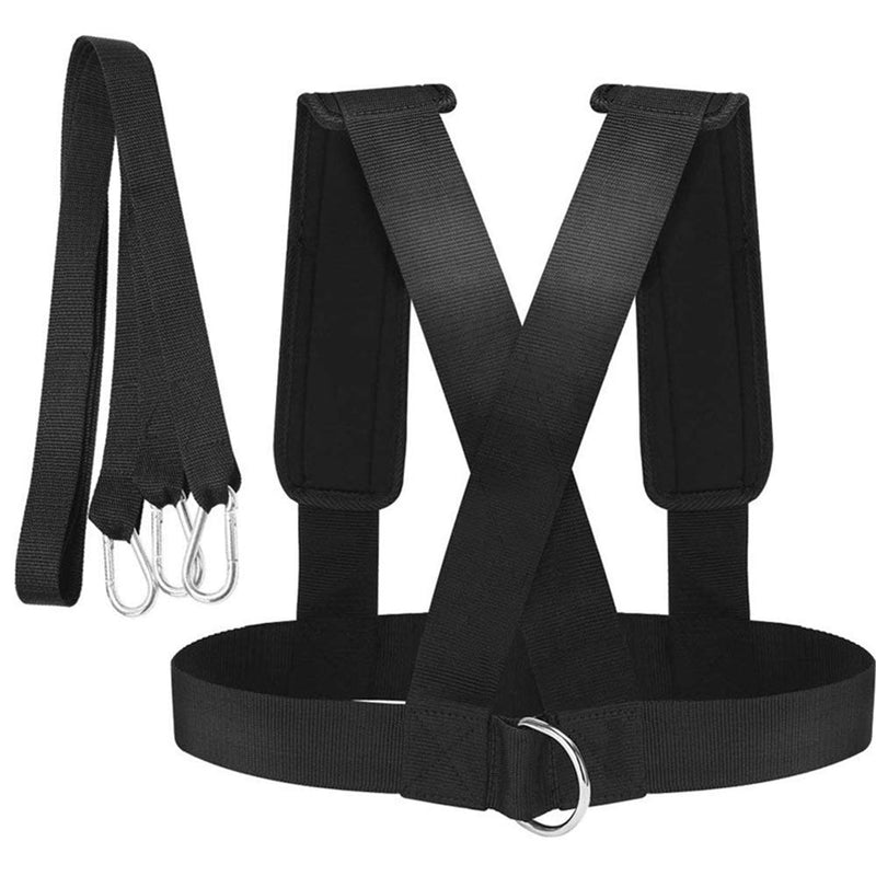 Weight Bearing Shoulder Strap, Resistance Bands Fitness Shoulder Strap Elastic Loop | Adjustable Padded Shoulder Strap, Sled Harness Tire Pulling Harness for Fitness Resistance Training Workout Black - BeesActive Australia