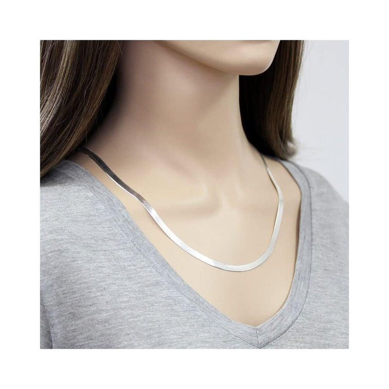Verona Jewelers Sterling Silver 4.5MM Flexible Flat Herringbone Chain Necklace Men Women 16, 18, 20, 22, 24 Inch 925 Made in Italy 17.0 Inches - BeesActive Australia