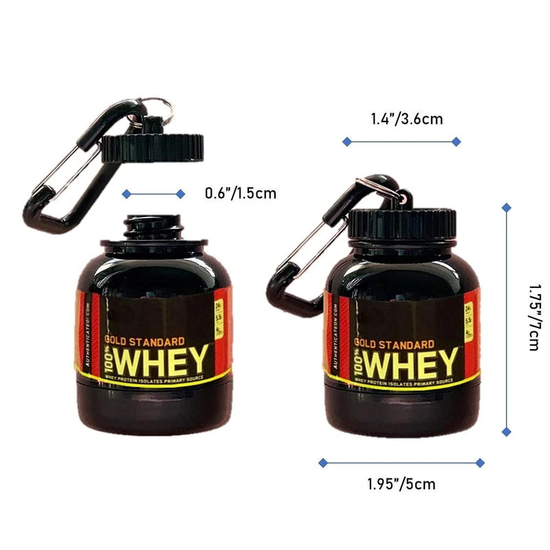 Protein Powder Storage Container, Portable Supplement Powder Container with Funnel & Keychain for Travel Gym Workout Fitness, 100 ml, 30g, Black - BeesActive Australia