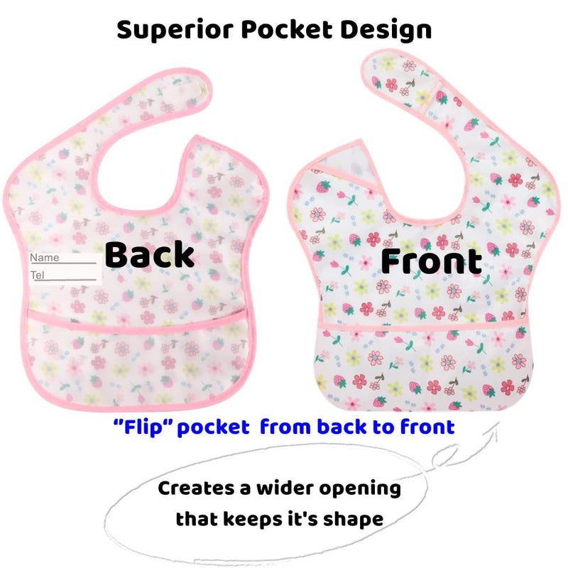 Baby bibs Waterproof Feeding bib - Starter Bib with Catcher Pocket For Todder Infants Washable Soft 4Pac 6-24M colour1 - BeesActive Australia