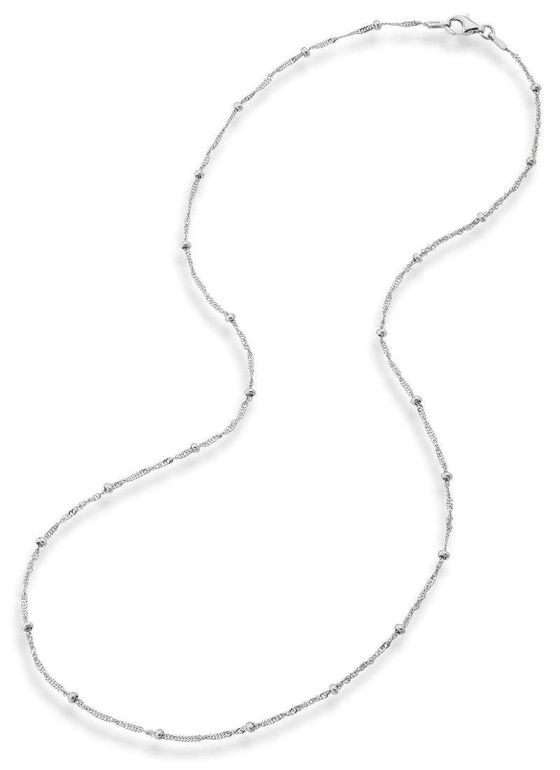 Miabella 925 Sterling Silver Italian Singapore Bead Chain Station Necklace for Women Teen, Made in Italy Length 26 Inches - BeesActive Australia