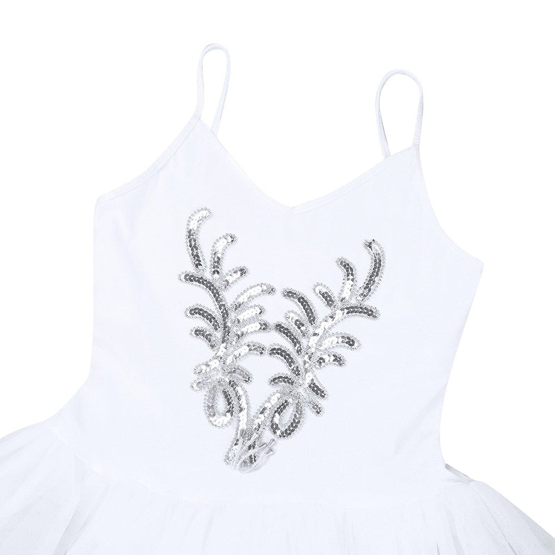 [AUSTRALIA] - YiZYiF Women's Ballet Tutu Bustle Costume 3D Flower Swan Lake Dance Leotard Dress White Large 