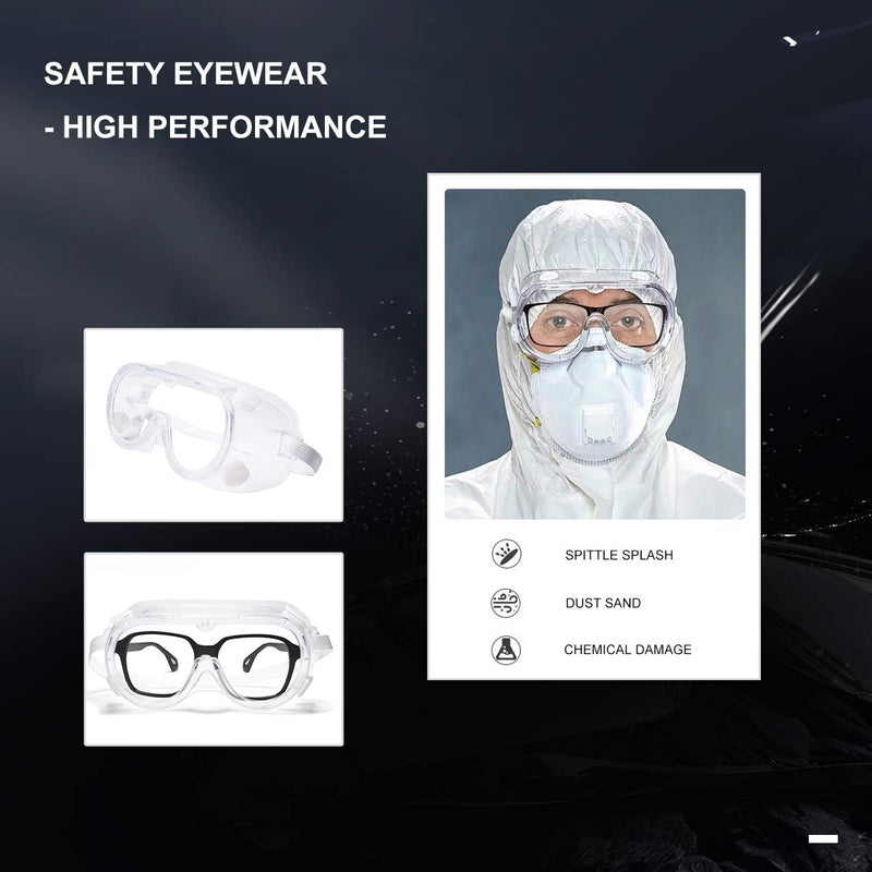 Vanlinker Safety Goggles over Glasses Anti Fog Scratch Lab Goggles Vented VL9525 Transparent - BeesActive Australia