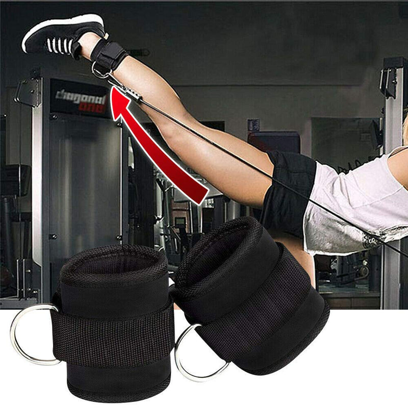 AOHO MOOON Comfortable Adjustable Padded Ankle Wrist Cuffs Neoprene Padded Straps D-Ring Glute Kickback for Cable Machine. Ideal for Glutes Exercises (2 Pack) (Black) - BeesActive Australia