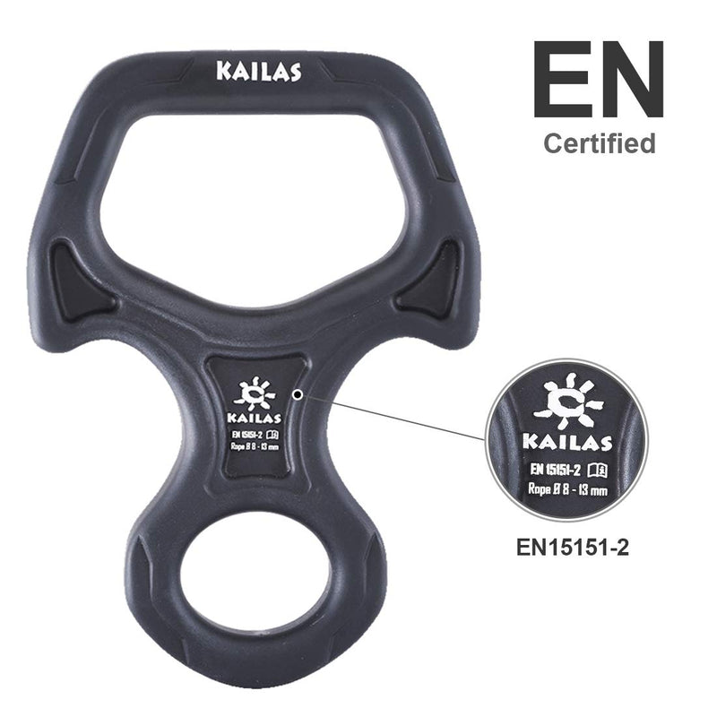 KAILAS Rescue Figure 8 Descender with Ears/Horns Rappelling Gear Belay Device Climbing Skills Black - BeesActive Australia