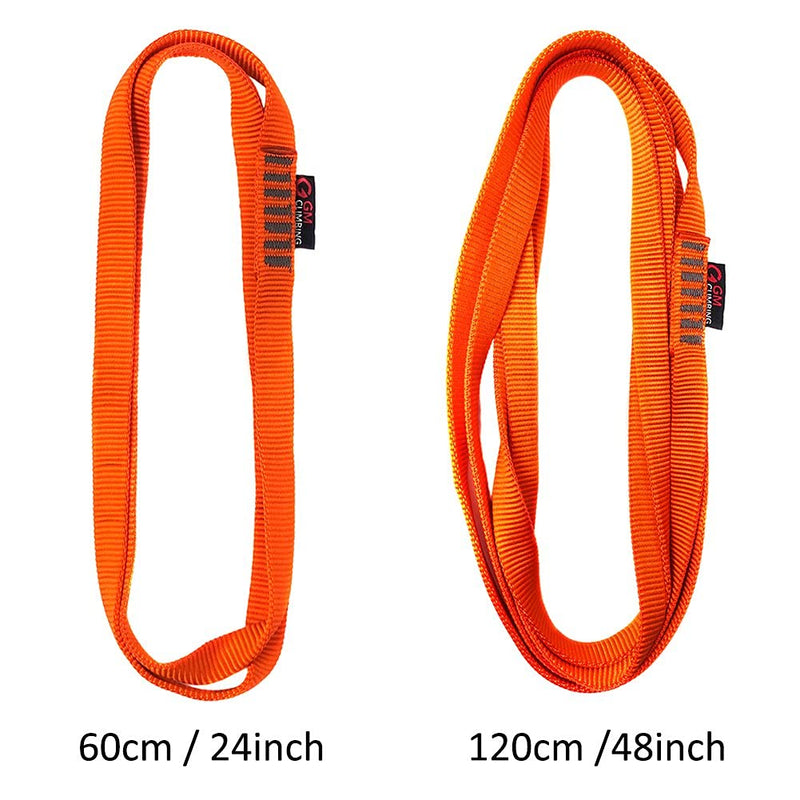 GM CLIMBING 16mm Nylon Sling Runner 22kN / 4950lbf CE UIAA Certified Fluorescent Orange 120cm / 48inch | Single Unit - BeesActive Australia