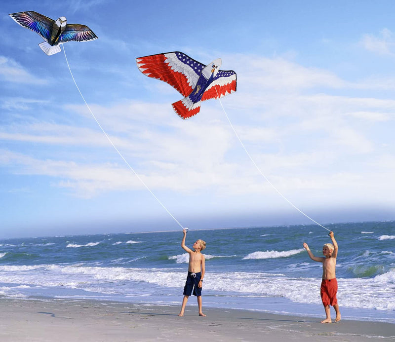 HONBO Huge Patriotic Eagle Kites for Adults and Kids,Easy to Fly for Beach Trip, Outdoor Activities-Wingspan 73”-200ft Line with Swivel-Bonus Durable Polyester Bag - BeesActive Australia