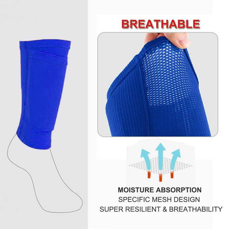 Soccer Shin Guards for Kids Youth Shin Pads and Shin Guard Sleeves Protective Gear Soccer Equipment Calf Sleeves for Boys Girls Kids Youth Teenagers Adult L 4'8-5'4 Blue - BeesActive Australia