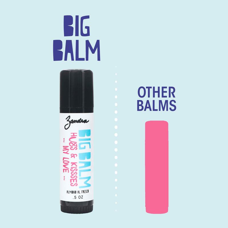 Zandra Big Balm - Lip+Body Balm - For Lips and Other Dry Skin Areas, Made with Shea butter, Coconut, Sunflower, Avocado and Castor Oil - Filled with Vitamin E - ALMOND ALFRESCO (.5 oz) - BeesActive Australia