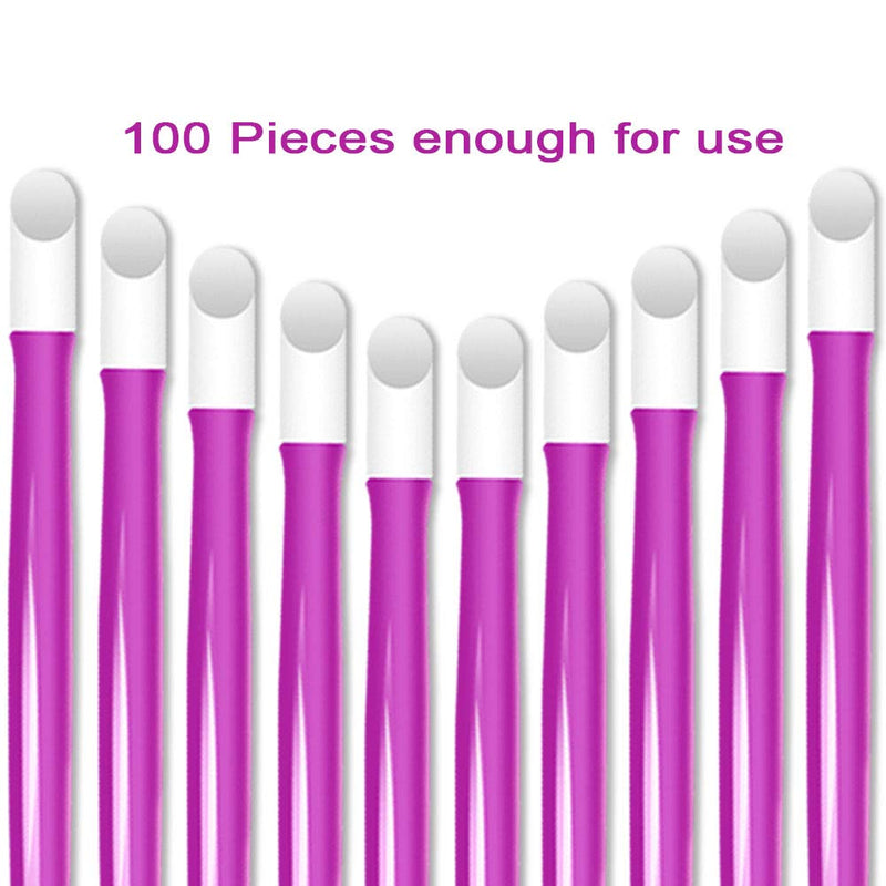 Laza 100 Pcs Plastic Handle Cuticle Pusher Rubber Tipped Nail Cleaner Manicure Tools for Men and Women - Purple - BeesActive Australia