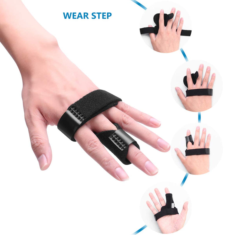 CLISPEED Trigger Finger Splint Finger Splint Support Adjustable Fixing Belt with Built-in Aluminium One Size (Black) - BeesActive Australia