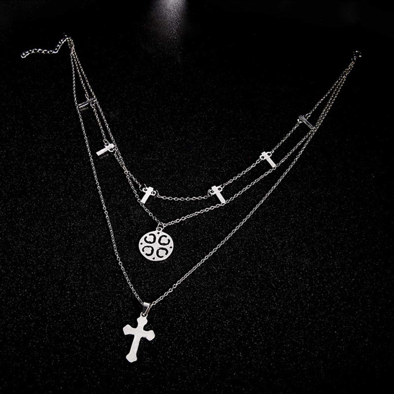 Funyrich Simple Layered Jesus Necklace Chain Sliver Cross Necklaces Pendant Jewelry for Women and Girls - BeesActive Australia