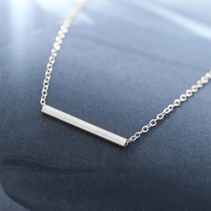 Yalice Minimalist Sideway Bar Necklace Chain Short Pendant Necklaces Jewelry for Women and Girls Silver - BeesActive Australia