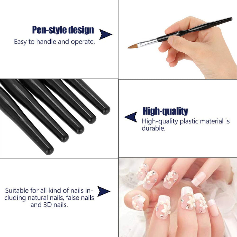 Nail Art Brush 5Pcs Set-Professional Nail salons Painting Makeup DIY Nail Brush Gradient Effect Carving Fine Details(Black) - BeesActive Australia