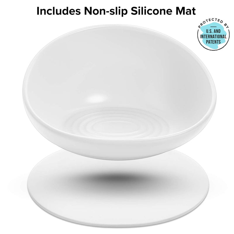 CatGuru Cat Food Bowl, Ceramic Cat Bowls, No Spill Cat Bowl, Whisker Stress Free Cat Food Bowls, Reliefs Whisker Fatigue, Non Skid Cat Bowls for Food and Water High-Low White - BeesActive Australia