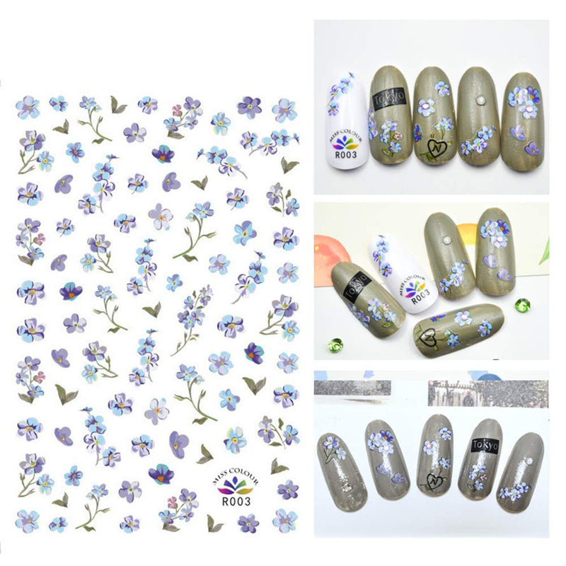 Bonnie-Sam 8 Sheets Various Flowers Nail Sticker Self Adhesive Sunflower Decals for Women Fingernail DIY Decoration Manicure Charms Tip Decor - BeesActive Australia