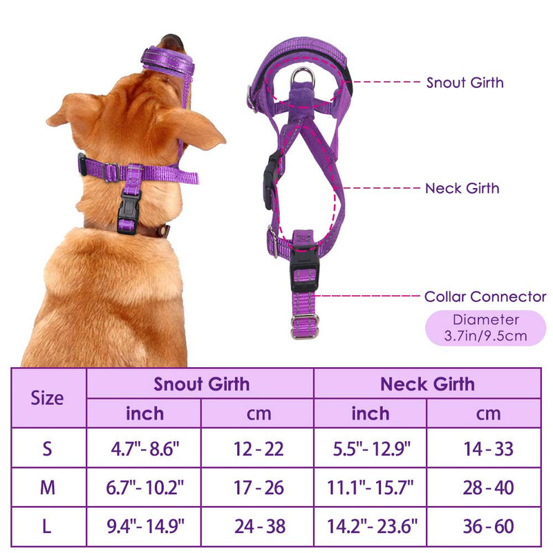 SlowTon Soft Dog Muzzle, Adjustable Padded Nylon Muzzle for Large Medium Dogs Anti Chewing Barking Biting, Allow Dog Pant & Drink Purple - BeesActive Australia