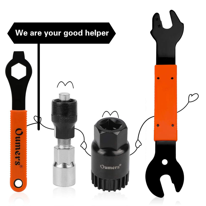 Oumers 4 PCS Professional Bicycle Pedal and Crank Arm Removal Tool, Bike Pedal Wrench+Bike Crank Extractor + Bike Bottom Bracket Remover + 16mm Spanner Wrench - BeesActive Australia