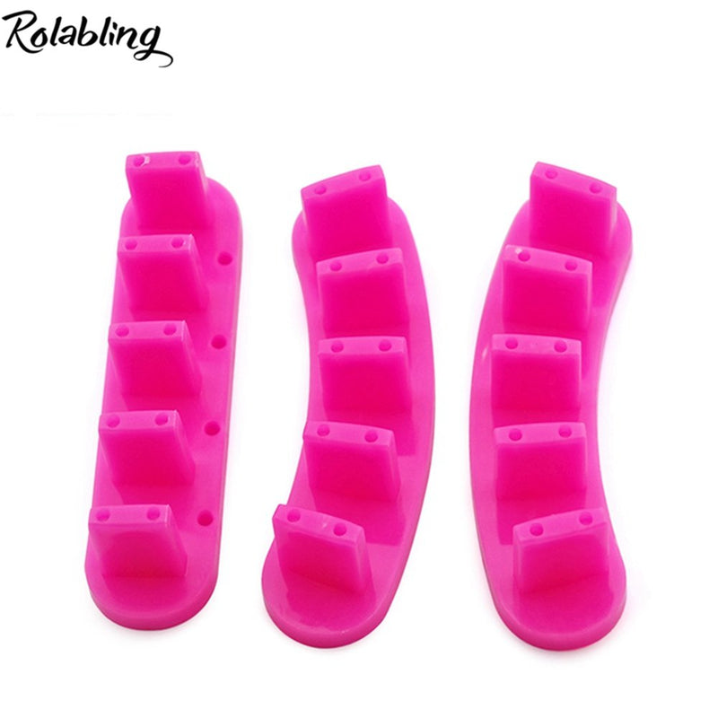 Rolabling 3pcs False Nail Art Tips Practice Display Stand Tool for Gel Nail Polish DIY Nail Training Tools (Rose) - BeesActive Australia