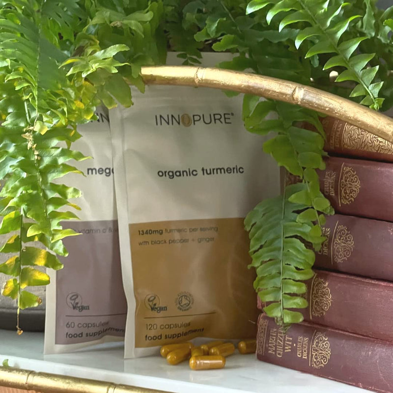 Organic Turmeric Curcumin 1340mg with Organic Black Pepper & Ginger - 120 Capsules - High Strength Turmeric Supplement - UK Made by Innopure - BeesActive Australia