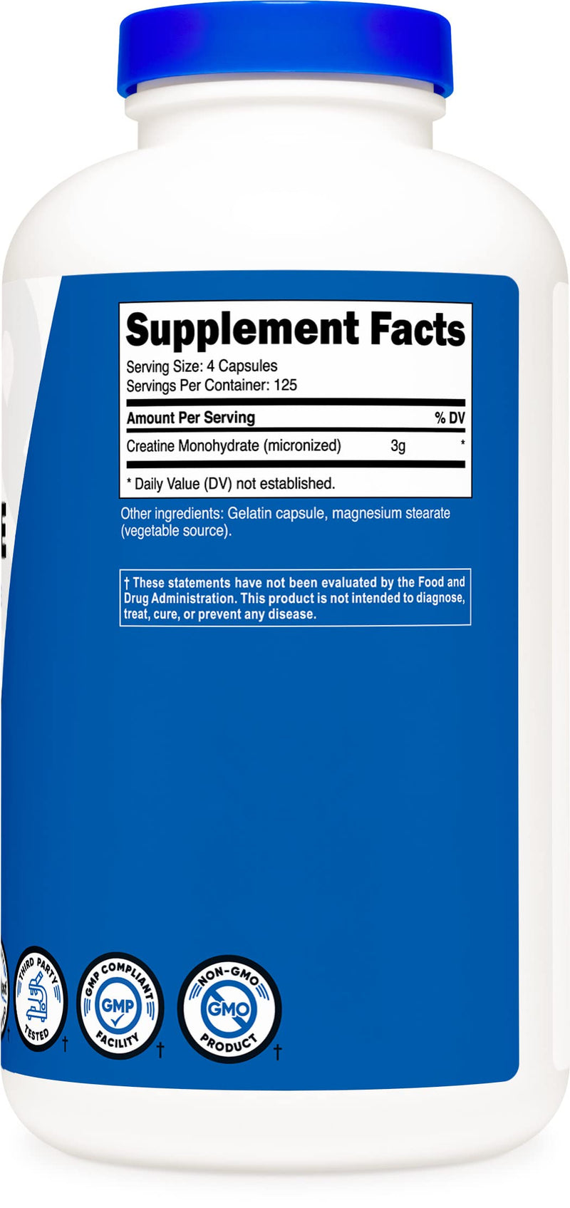 Nutricost Micronized Creatine Monohydrate 3,000mg 500 Capsules, 125 Servings, 750mg of Creatine Monohydrate Per Capsule 500 Count (Pack of 1) - BeesActive Australia