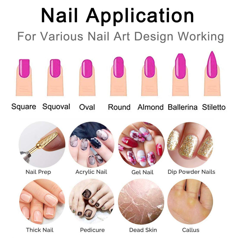 Makartt Nail Drill Bit Set, 7Pcs Tungsten Carbide Diamond Ceramic Acrylic Nail Drill Bits Remove Acrylic Nails Gel Polish Poly Extension Nail Gel 3/32 Drill Bit Manicure Pedicure B-25 - BeesActive Australia
