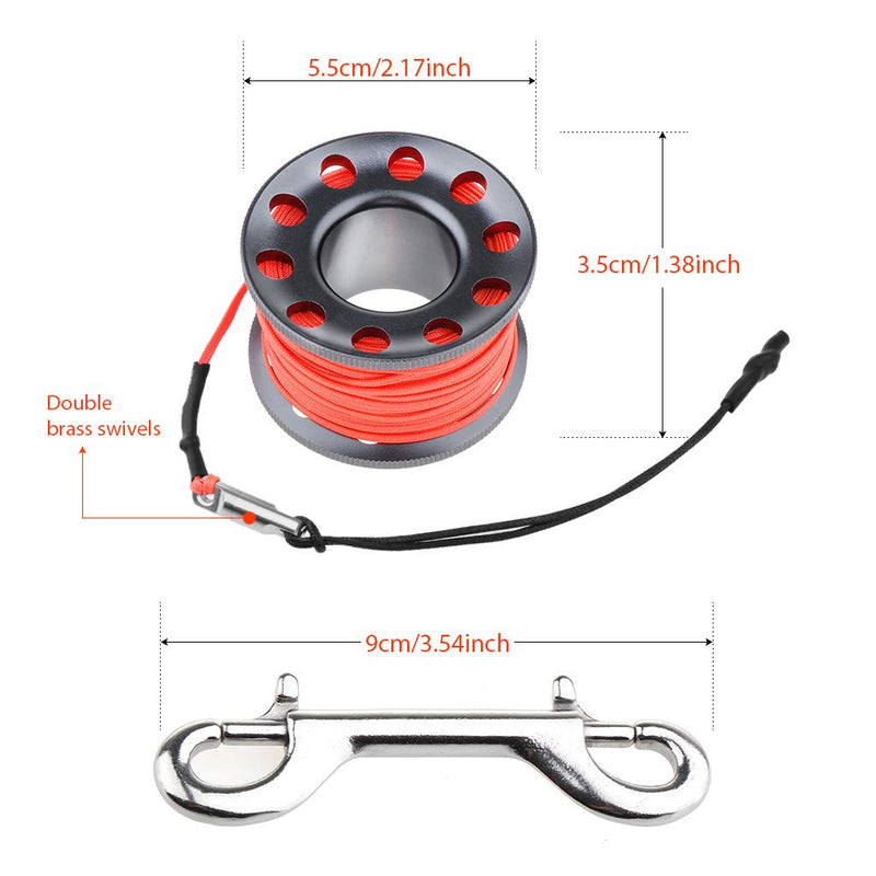 [AUSTRALIA] - Seafard 4ft/5ft Scuba Diving Open Bottom Surface Marker Buoy (SMB) with 49ft/98ft Finger Spool Alloy Dive Reel and Double Ended Bolt Clip Gray Reel+Red SMB 4ft SMB 49ft Reel 