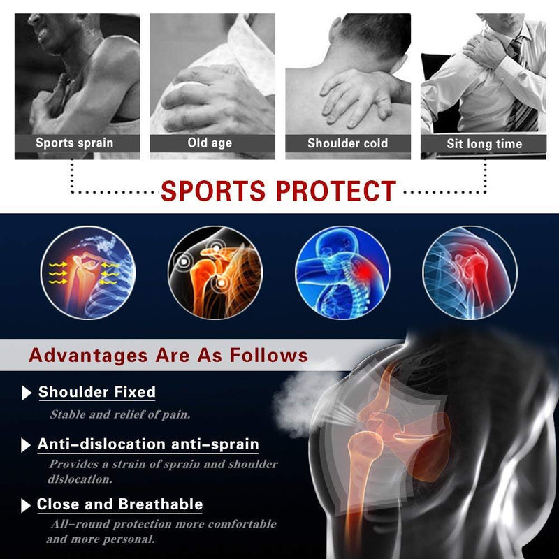 Shoulder Support Brace with Pressure Pad for Men Women, Adjustable Shoulder Brace for Torn Rotator Cuff, Tendonitis, Dislocation, AC Joint, Bursitis, Labrum Tear, Pain, Fits Right or Left Shoulder Black - BeesActive Australia